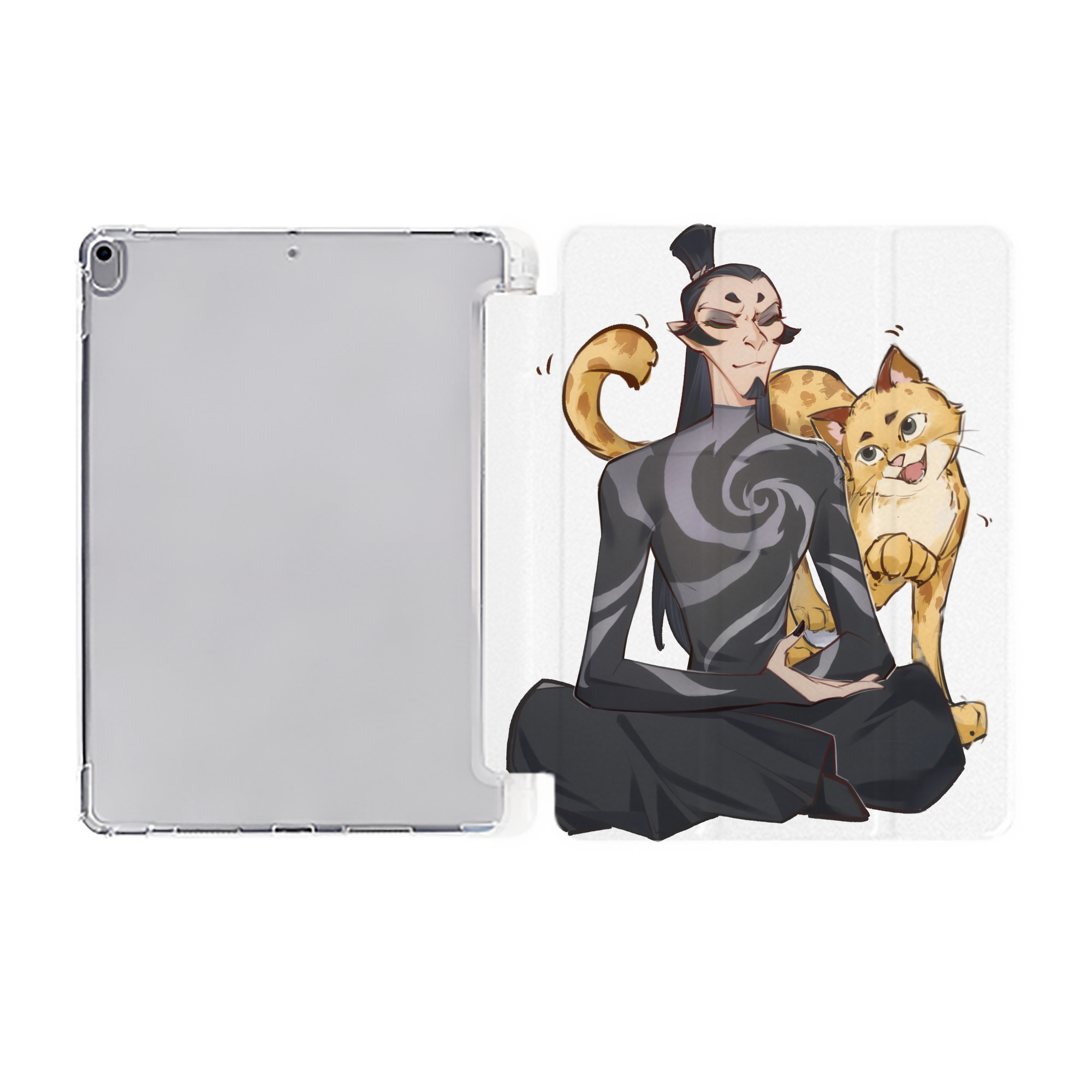 （画像用） Ne Zha 2 ナタ 魔童の大暴れ IPad ケース ペン収納付き 三つ折りスタンド PUレザー×シリコン 対応機種9.5/10.5/10.9インチ